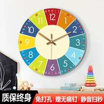 Childrens room wall clock early education learning silent clock kindergarten classroom students recognize table living room dining room frameless clock
