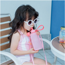 Korean childrens carry water Cup for men and women Outdoor kindergarten baby anti-choking light insulation silicone kettle