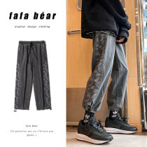 Autumn pants mens casual pants students Korean version of loose Joker jeans mens feet wide legs mens pants spring and autumn