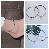 Anklet female summer weaving 2021 sand gold small bell red rope female tremble gold shop same couple black rope adjustable