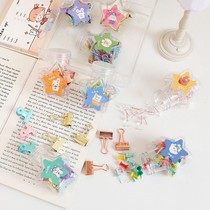 Creative cute small paperclip paper clip bookmarks storage box student color I-shaped nail tail clip office supplies
