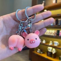 Decompress keychain pig pendant a pair of cute creative key chain cartoon doll hanging ornaments Valentines Day gift woman