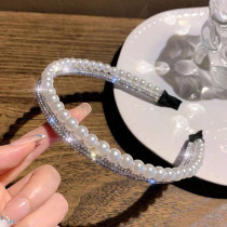 Pearl studded hair hoop ins Wind fresh and exquisite celebrity hair accessories temperament light luxury High sense