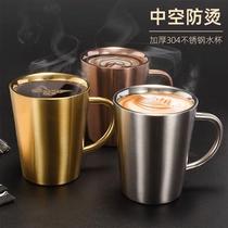  304 stainless steel thickened anti-scalding Korean beer cup Hotel household water cup mouth cup teacup double bar cup