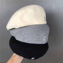Knit Berets Girls Sweet Beauty Spring Autumn Art Forward Hats Day Ensemble Retro Letters Painter Hat Personality Fashion