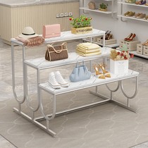 Clothing store display rack shoe store Zhongdao running water table middle display table high and low shoe store shoe rack display rack commercial