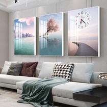 Living room decorative painting triple frameless sofa background wall painting bedroom hanging painting mute clock crystal wall clock