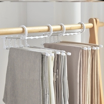 Telescopic wardrobe storage artifact multifunctional multi-layer pants hanger home magic pants clip folding pants rack simple new