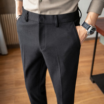 Tide brand light cooked woolen thick mens casual trousers 2021 autumn and winter New Fashion Korean business nine foot pants