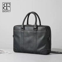Mens handbag Business briefcase for mens single shoulder diagonal satchel leather double layer large capacity computer bag travel bag