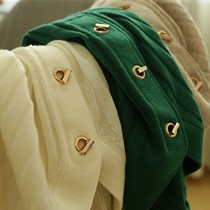 Super-looking exquisite vintage heavy industry European high-grade gold buckle V-neck green sweater sweater women's winter