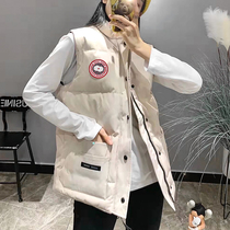 Big goose down vest female flagship store official website college wind light tooling horse clip Canadian short vest