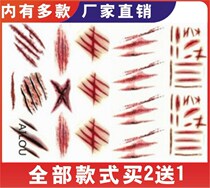 Halloween sticker face tattoo stickers adorn childrens horror makeup bar party fake wound scar imitation realistic