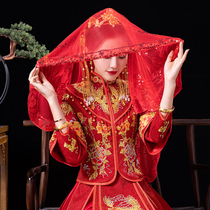 Wedding Xiuhe clothing veil red retro hijab bride soft gauze red hijab head cover Chinese wedding high-grade Thorn