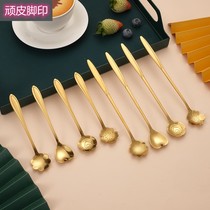 Spoon cute girl heart light luxury ice cream fork ins wind 316 stainless steel small delicate coffee short handle good-looking