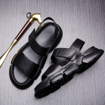 Genuine Leather Sandals Mens Tide Head Layer Leather Mens Summer Thick Bottom Beach Shoes 2022 New Trend Magic Stick Sandals