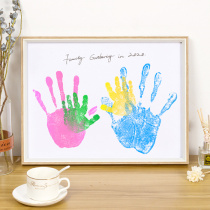 Couple diy handprint photo frame souvenir color lover family portrait oil painting hand foot ink mold palm print