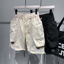 New large pocket pants men summer loose waist casual pants loose five pants youth fashion pants