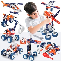 STEM disassembly and assembly toy car detachable puzzle soft glue assembly engineering vehicle children screw screw assembly DIY