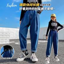 Girl Wide Leg Pants Summer Dress Girl Loose Summer Straight Drum Big Boy Jeans Summer Thin style childrens pants
