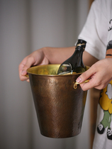 Japanese handmade brass ice bucket bar net red champagne bucket household pure copper ice bucket beer ice bucket creative retro