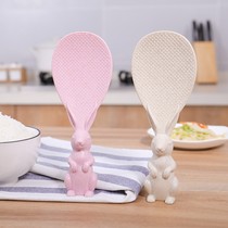 Creative Cute Little Rabbit Wheat Straw Rice Spoon Non Stick Rice Solid Rice Shovel Home High Temperature Resistant Scoop Spoon