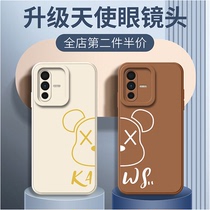Applicable vivoS12 mobile phone shell male vivo new tide sign Bear S12Pro straight side soft silica gel S10 protective sleeve female S10Pro anti-fall full bag angel eye lens creative couple party