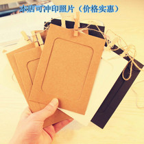 Art cardboard retro kraft paper hanging wall hanging Korean photo frame paper photo wall photo clip hemp rope wooden clip