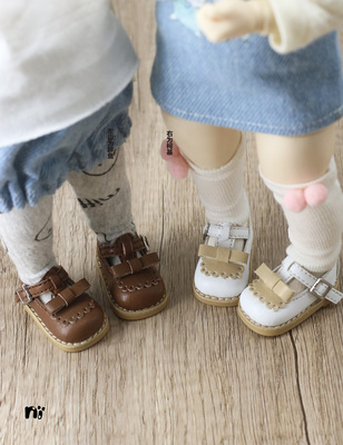 taobao agent Spot [BB Pig's Shoes] BJD doll small six -point shoes white small leather shoes cute playful bear girl