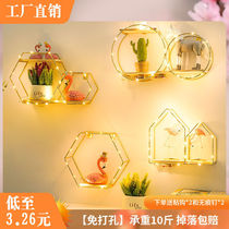 Nordic creative hanging wall shelf non-perforated room bedroom wall decoration living room storage rack multi-layer iron