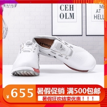 New Golf Shoes Mens Buttons Golf White Genuine Leather Spring Summer Fixed Nails Anti Slip Breathable Golf Mens Shoes