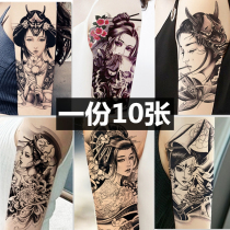 Tattoo patch semi-permanent 1 year waterproof men and women long-lasting flower arm geisha Korean sexy ins Wind dark arm tattoos