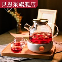 Fruit teapot set flower teapot candle heating flower teapup English afternoon tea glass tea set fruit teapot