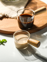 Kawajima Japanese glass coffee small Milk Cup with handle mini milk jug coffee plus Milk Cup with wooden handle