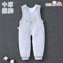 Baby snap-button straps newborn baby clothes men and women children closed crotch cotton pants extra-thick casual