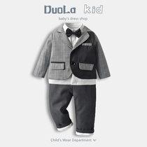 Mens treasure suit suit suit spring and autumn shirt boy three-piece set one years birthday party