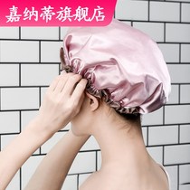 Double-layer waterproof shower cap adult womens bath long hair cover shower head cap hair cover anti-oil smoke cap