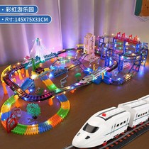 Childrens small train toy rail car racing puzzle multifunctional electric car parking boy 3-6 years old 5-7