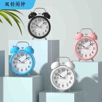 New Mute Students With Alarm Clock Metal Clock Children Night Light Iron Art Creative Minima Bulimia Bedtime Bells A Little Trouble