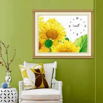 New living room clock new simple small embroidery clock cross embroidered cotton thread stitch with full embroidered alarm clock yourself