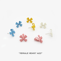 Japan-ROK New Bow Tie Candy Color Earrings Woman Temperament Net Red Summer Little Clear New Earrings Personality 100 Hitch Wear