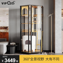 vipcats panoramic cat villa solid wood Fancy Cat Cupboard Cage Cat house with toilet integrated extra-large free space