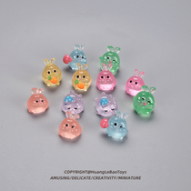 Mini Night Light Rabbit Microminiature Simulation Model Cartoon Children Decoration Diy Cute Healing Small Swing Piece Toy