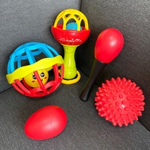 Baby small sand hammer red ball hand bell baby hand grip listening visual training red toy small rattle