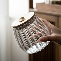Transparent Glass Bottle Seal Pot Tea Leaf Jars Household Food Grade Large Capacity Sugar Jars Jars Bamboo Lid Kitchen supplies