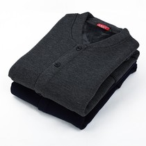 Middle aged men and women Petty Cash Warm Sweatshirt Buttons Single single blouse with velvety thickened autumn and winter jacket lingerie