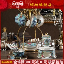 English afternoon tea set scented tea candle heating European style light luxury bone china flower tea cup fruit teapot