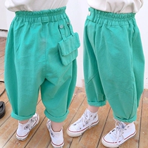 Girl Pants Fried Street Spring Money Baby Casual Pants Han Edition Loose Harun Pants Tide Girl Spring Autumn Foreign Air Long Pants