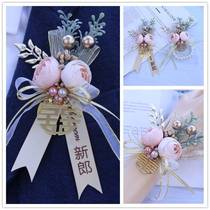 Corsage wedding bridesmaid wrist flower 2021 groom bride flower Flower Flower Super Fairy Sister group Brother Group hand flower advanced sense
