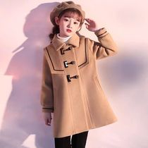 Childrens clothes girls woolen coat 2022 autumn winter new foreign air large childrens winter clothing thickened in the middle of a childs big clothes